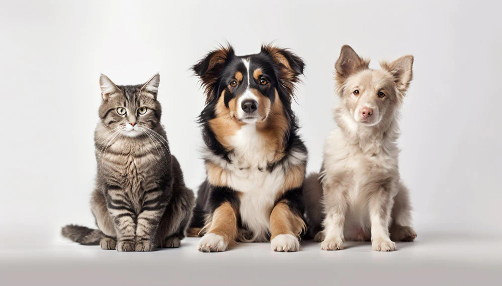 Food products and accessories for cats and dogs